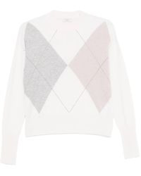 Peserico - Geometric Argyle Pattern Cropped Sweater - Lyst