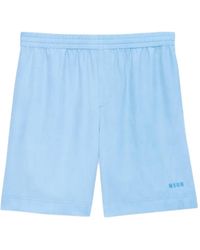 MSGM - Short À Taille Élastiquée Et Logo - Lyst