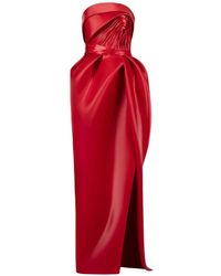 Gaby Charbachy - Pleated Strapless Dress - Lyst