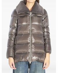 Herno - A-Shape Faux-Fur-Collar Zip Coat - Lyst