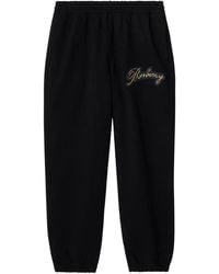 Burberry - Check Cursive Logo Cotton Jogging Pants - Lyst