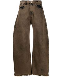 Marques'Almeida Jeans crop a gamba ampia - Marrone
