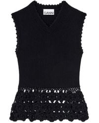 Ganni - Crochet Cotton Vest - Lyst