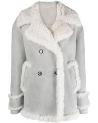 Thom Browne - Double-Breasted Shearling Peacoat - Lyst