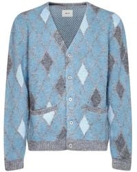 NN07 - Chris Argyle-Knit Button-Up Cardigan - Lyst