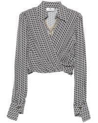 Elisabetta Franchi - Geometric-Print Wrap Top - Lyst
