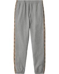 Burberry - Check Trim Cotton Jogging Pants - Lyst