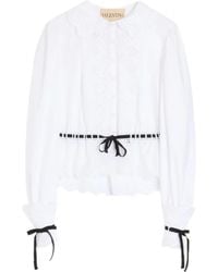 Valentino Garavani - Sangallo-Embroidered Ribbon-Detailed Shirt - Lyst