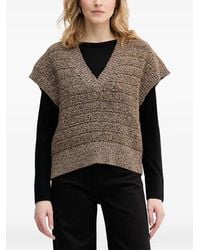 Sisley - Striped V-Neck Sweater Vest - Lyst