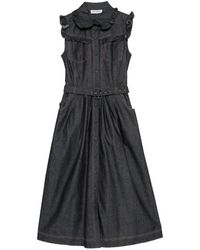 Dice Kayek - Robe Mi-Longue En Chambray À Volants - Lyst