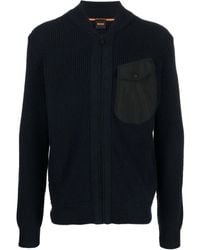 BOSS - Zipped-Up Knit Cardigan - Lyst