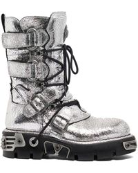 Rabanne - X New Rock Metallic Leather Boots - Lyst