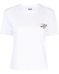 MSGM - Appliqué-detail Cotton Jersey T-shirt - Lyst