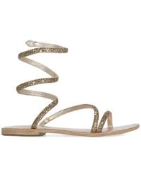 Fusion - Crystal-Embellished Wrap-Around Sandals - Lyst