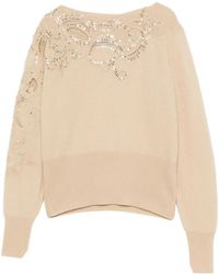 Ermanno Scervino - Sequin-Embellished Lace-Insert Cashmere Sweater - Lyst
