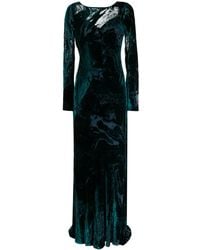 Alberta Ferretti - Pleated Velvet Maxi Dress - Lyst