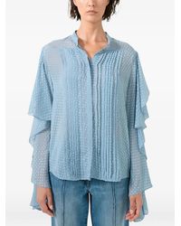Barbara Bui - Blouse Plumetis En Soie À Volants - Lyst