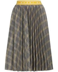 Marni - Checked Pleated Midi Skirt - Lyst