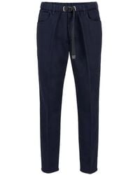 White Sand - Belted Elasticated-Waistband Trousers - Lyst