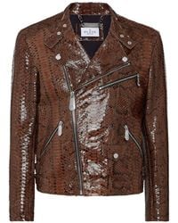 Philipp Plein - Leren Bikerjack Met Pythonprint - Lyst