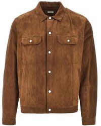 Brunello Cucinelli - Chaqueta De Ante Con Botones - Lyst