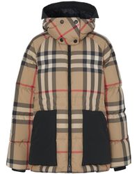 Burberry - Detachable Hood Check Puffer Jacket - Lyst
