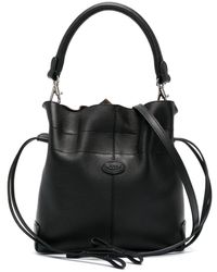 Tod's - Logo-patch Leather Bucket Bag - Lyst