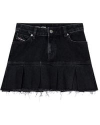 DIESEL - Jupe En Jean Avec Ourlet Plissé Effiloché - Lyst