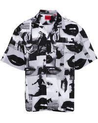 HUGO - Graphic-print Cotton Shirt - Lyst