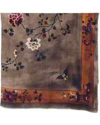 Faliero Sarti - Kaki Carpet Floral-Print Frayed Scarf - Lyst