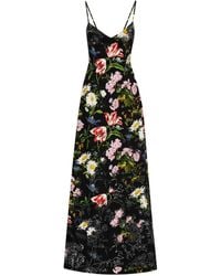 Oscar de la Renta - Sleeveless Floral Print Gown - Lyst