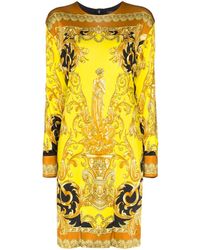 Versace Jurk Met Barokprint - Geel
