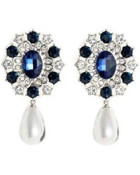 Self-Portrait - Boucles D'Oreilles Pendantes Serties De Cristaux Et Perles Artificielles - Lyst