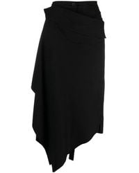Yohji Yamamoto - Asymmetric Draped Midi Skirt - Lyst