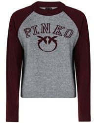 Pinko - Logo-Intarsia Raglan-Sleeve Top - Lyst