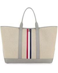 Thom Browne - Medium Rwb Stripe Cotton Tote Bag - Lyst