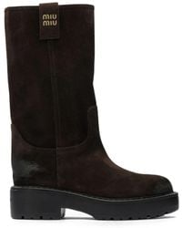 Miu Miu - Suede Pull-On Boots - Lyst