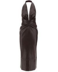 ANDAMANE - Drapiertes Midikleid mit V-Ausschnitt - Lyst