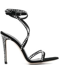 Paris Texas - Holly Zoe Crystal Embellished Suede Heel Sandals - Lyst