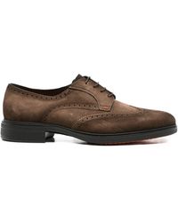 Santoni - Brogue-Detail Suede Derby Shoes - Lyst