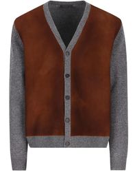 Prada - Wollen Vest Met Suède Vlakken - Lyst