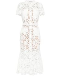 Self-Portrait Lace Collared Midi Dress in Natural | Lyst UK Self-Portrait Lace Collared Midi Dress in Natural | Lyst UK