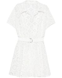 Norma Kamali - Broderie-Anglaise Belted Dress - Lyst