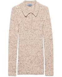 Prada - Ribbed-Knit Polo Shirt - Lyst
