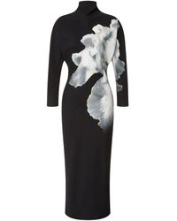 Alberta Ferretti - Turtleneck Floral-Print Dress - Lyst