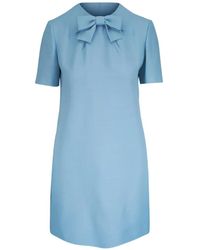 Valentino Garavani - Bow-Detail Short-Sleeve Dress - Lyst
