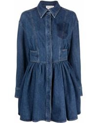McQueen - アレキサンダー・マックイーン フレア デニムシャツドレス - Lyst