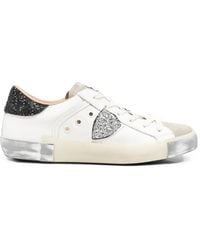 Philippe Model - Glitter-Detail Leather Sneakers - Lyst