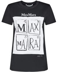 Max Mara - Camiseta de algodón con logo estampado - Lyst