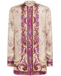 Pierre Louis Mascia - Aloe Mandarin-Collar Silk Shirt - Lyst